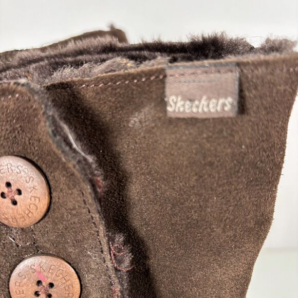 Skechers 47220 Slouch Suede Leather Boots Women’s 8.5 Fur Lined Chocolate - Picture 5 of 10
